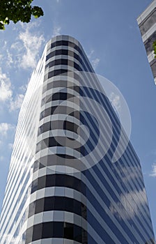 Silver and Black Triangular Building