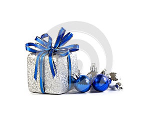 the Silver and blue Christmas decoration for Christmas holiday