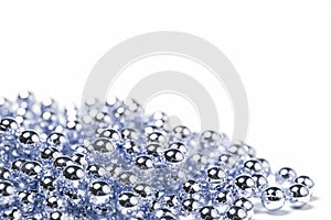 Silver blue christmas shiny bead decorations