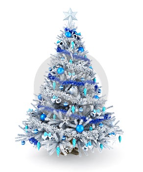 Silver and blue Christmas tree