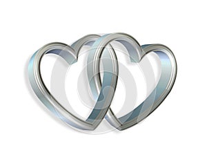 Silver Blue Hearts Linked 3D