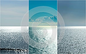 Silver Blue Ocean Triptych