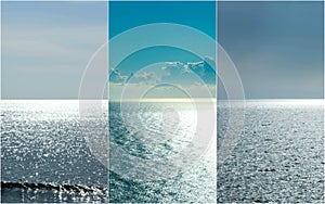 Silver Blue Ocean Triptych photo