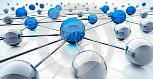 Silver and blue spheres connected