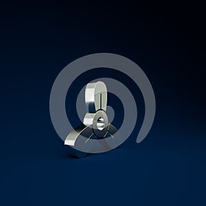 Silver Boat propeller, turbine icon isolated on blue background. Minimalism concept. 3d illustration 3D render