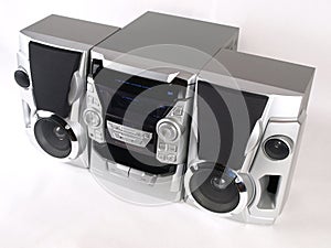 Silver Boom Box Stereo top angle