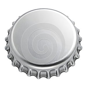 Silver Bottle Cap 3 D Render Isolated White Background