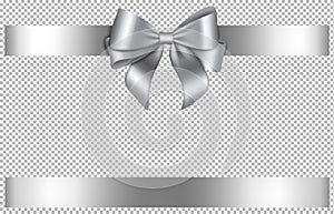 Silver bow and ribbon for chritmas and birthday decorations photo