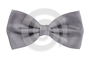 Silver bow tie isolated over white