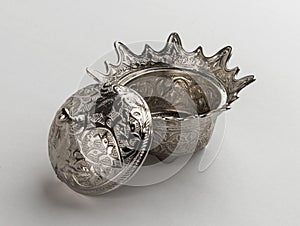 Silver bowl with floral pattern