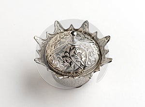 Silver bowl with floral pattern