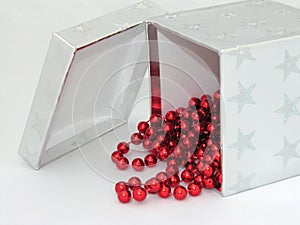 Silver box red beads