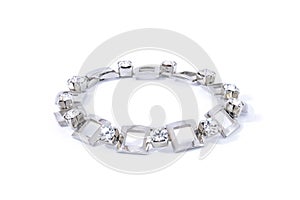 Silver bracelet with Briliants isolated on white