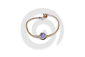 Silver bracelet with purple stone charm