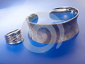 Silver bracelet and ring