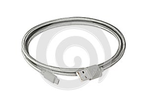 Silver braided wire usb to miniusb