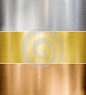 Silver, bronze and gold metal textures set