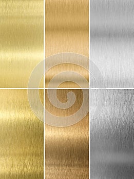 Silver, bronze and gold metal textures set