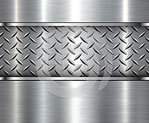 Silver brushed metal texture with diamond metallic pattern