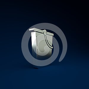 Silver Bucket icon isolated on blue background. Minimalism concept. 3d illustration 3D render