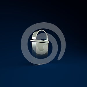 Silver Bucket icon isolated on blue background. Minimalism concept. 3d illustration 3D render