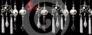 Silver Bulbs and Red Bird Christmas Ornaments