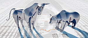 Silver bull and bear - concept stock market