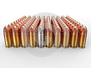 Silver bullet stands out in a pack of ammo