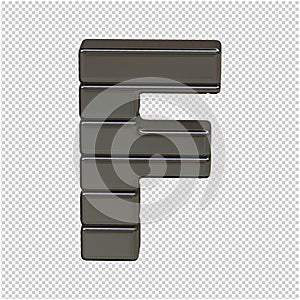 Silver bullion symbol on a transparent background. 3d letter f