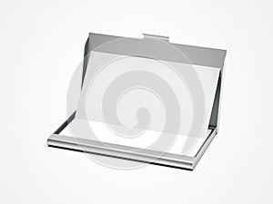 Silver business card case. 3d rendering