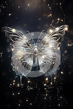 silver butterfly - fantasy mood - black background