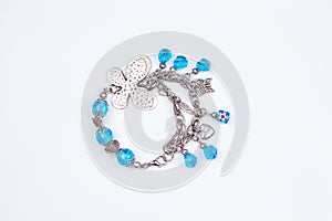 Silver Butterfly Girly Blue Bracelet