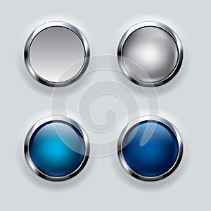 Silver button on gray background.