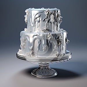 Silver Cake 3d Model For Sale - Cryengine Style With Rococo Whimsy