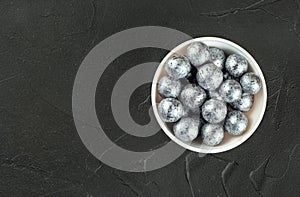 Silver candies hazelnuts in chocolate