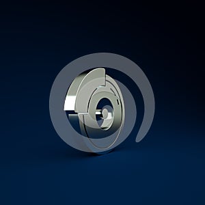 Silver Car brake disk with caliper icon isolated on blue background. Minimalism concept. 3d illustration 3D render