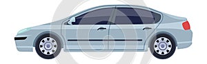Silver car icon. Modern sedan auto side view