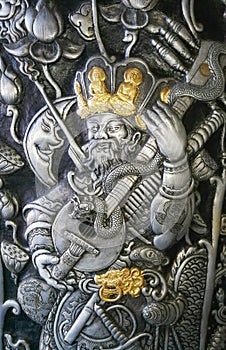 Silver carving. The silver pattern carve design Thai and Chinese