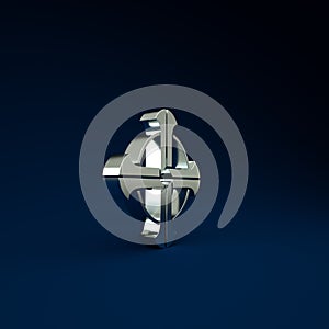 Silver Celtic cross icon isolated on blue background. Happy Saint Patricks day. Minimalism concept. 3d illustration 3D