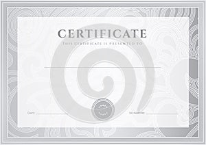 Silver Certificate, Diploma template. Award patter
