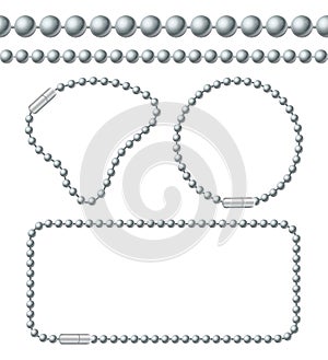 Silver Chain of Ball Links Set. Vector