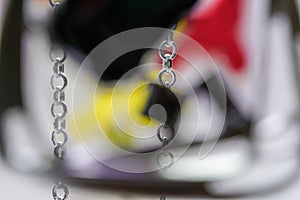 Silver chain for costume jewelry as a background image with copy space photographed