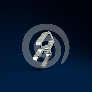 Silver Chain link icon isolated on blue background. Link single. Minimalism concept. 3d illustration 3D render