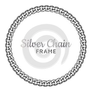 Silver chain round border frame.