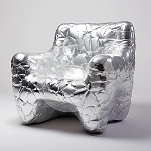 Silver Chair With Crumpled Texture Comfycore Design photo