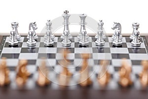 Silver chess pieces