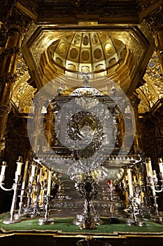Silver Chests and Gold Dome at San Juan de Dios in Granada Spain