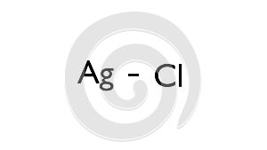 silver chloride molecule, structural chemical formula, ball-and-stick model, isolated image chlorides