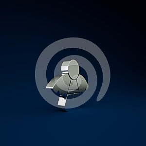 Silver Christmas angel icon isolated on blue background. Minimalism concept. 3d illustration 3D render