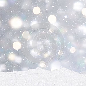 Silver Christmas background with mounds of snow
